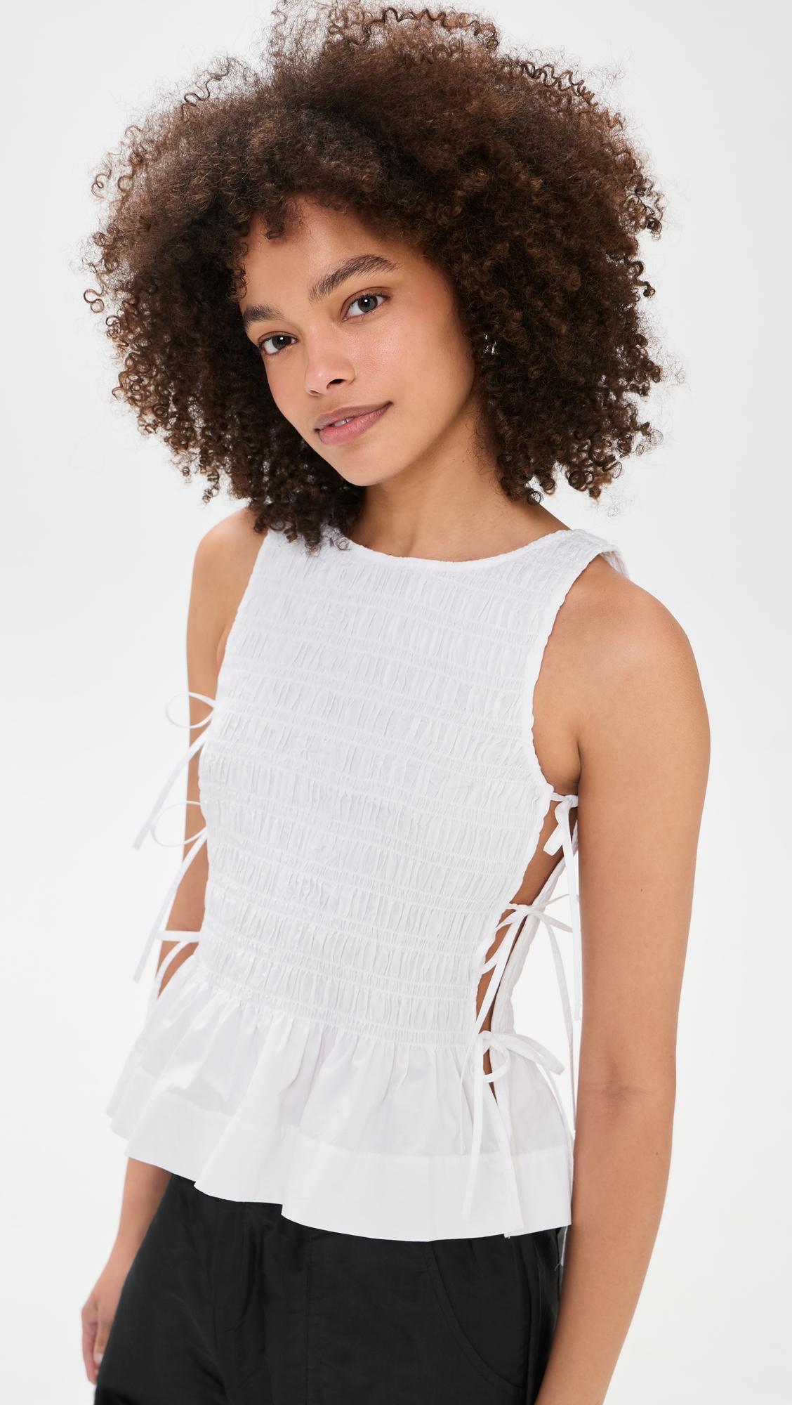 Cotton Poplin Smock Tie String Top by GANNI