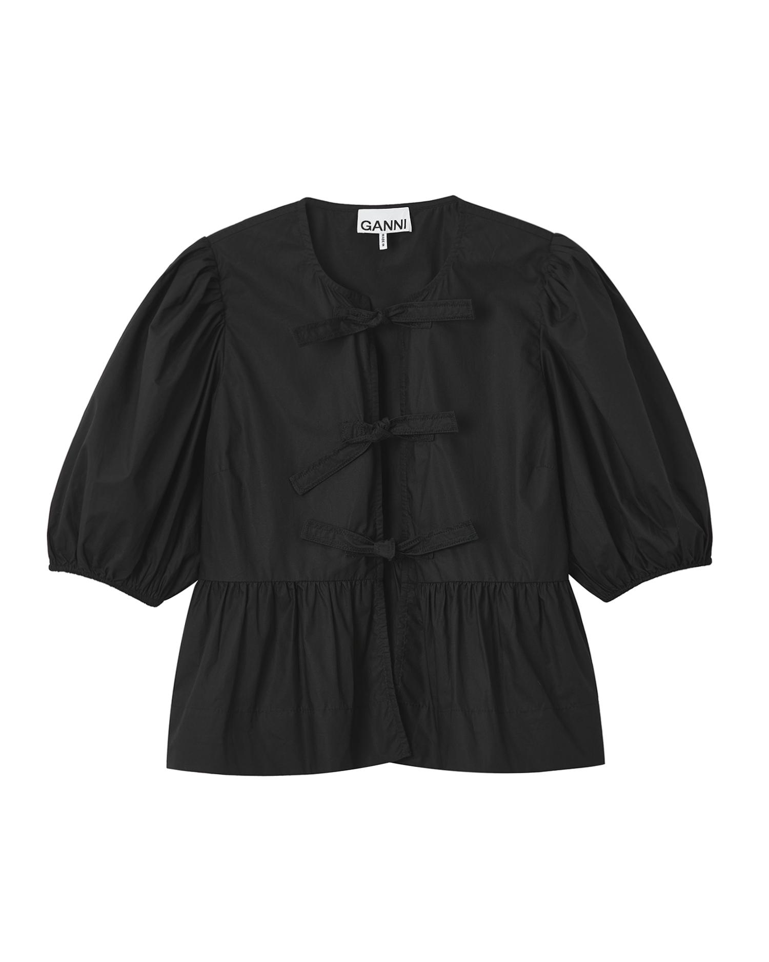 Cotton poplin peplum tie blouse by GANNI