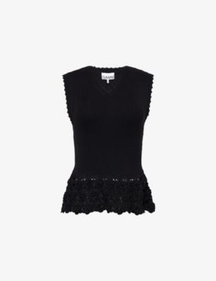 Crochet-Trim Cotton-Rib Vest by GANNI