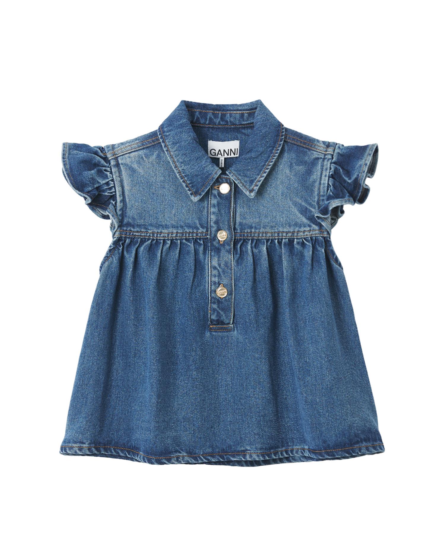 Denim ruffle top by GANNI