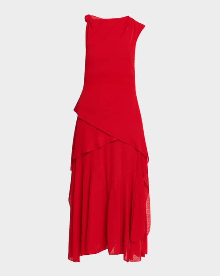 Draped Marl Mesh Midi Dress by GANNI
