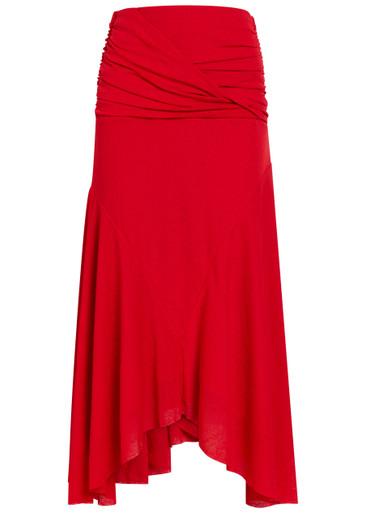 Draped asymmetric jersey midi skirt by GANNI