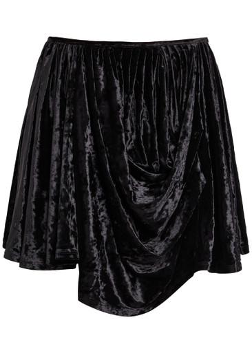 Draped asymmetric velour mini skirt by GANNI