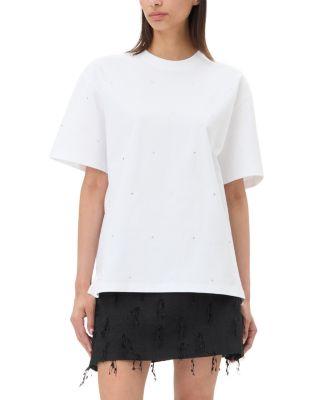 Drop Shoulder Rhinestone Tee by GANNI