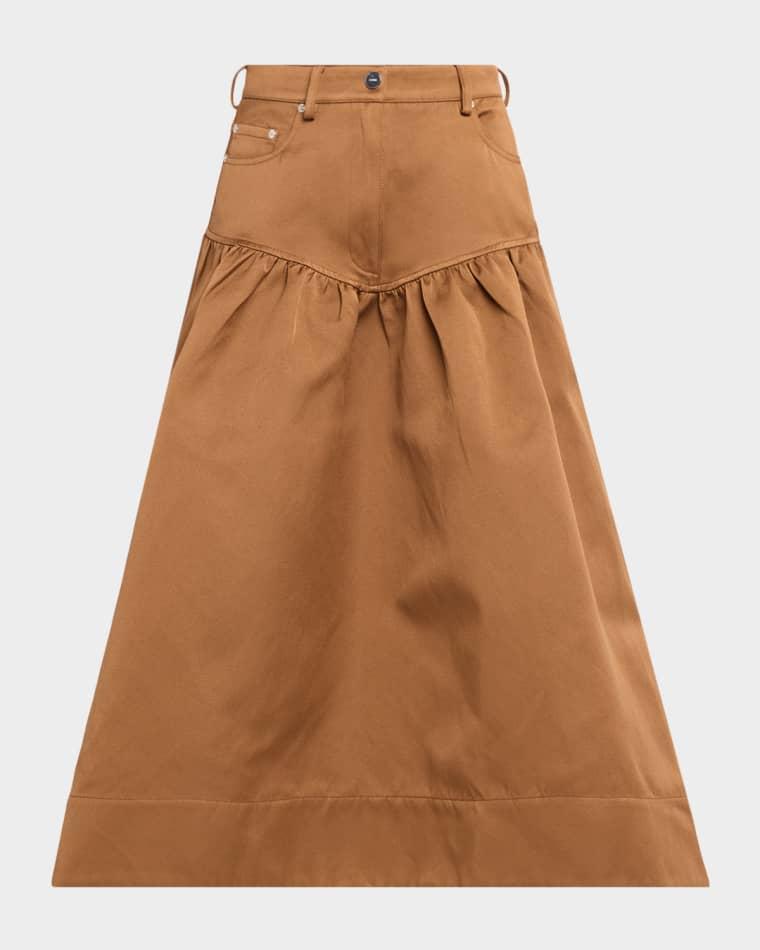Duchesse Twill Midi Skirt by GANNI