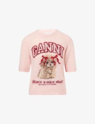 Embroidered-Logo Brushed Wool-Blend Jumper by GANNI