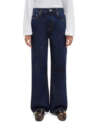 Essentials High Rise Straight Wide Jeans in Rinse by GANNI
