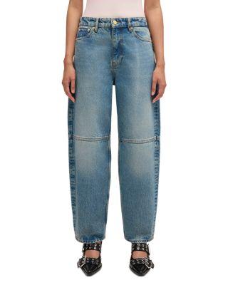 Essentials Tint Rigid Mid Rise Barrel Jeans in Mid Blue Vintage by GANNI