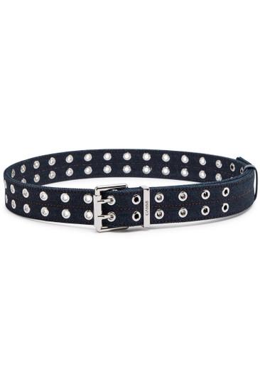 Eyelet-embellished denim belt by GANNI
