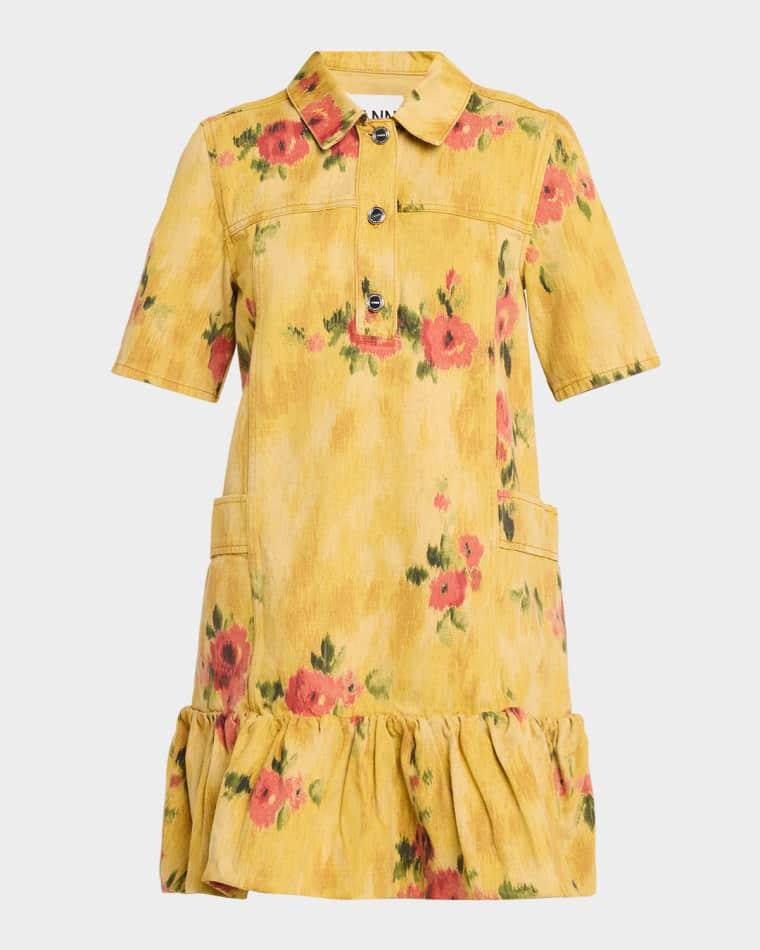 Floral Denim Mini Dress by GANNI