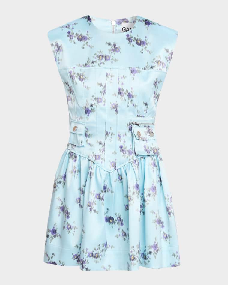 Floral Satin Corset Dress by GANNI