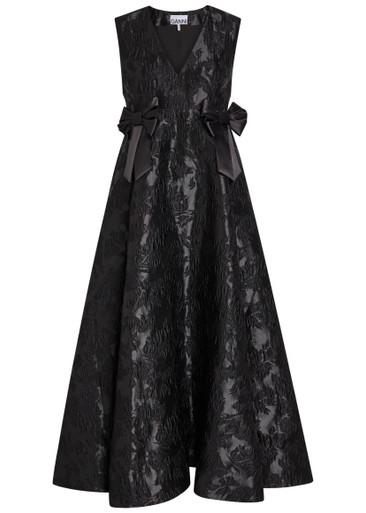 Floral-jacquard cloqué midi dress by GANNI