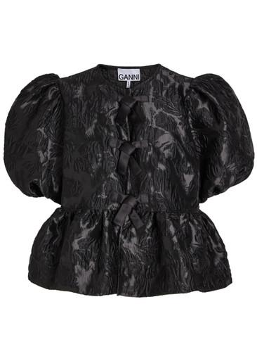 Floral peplum satin cloqué blouse by GANNI