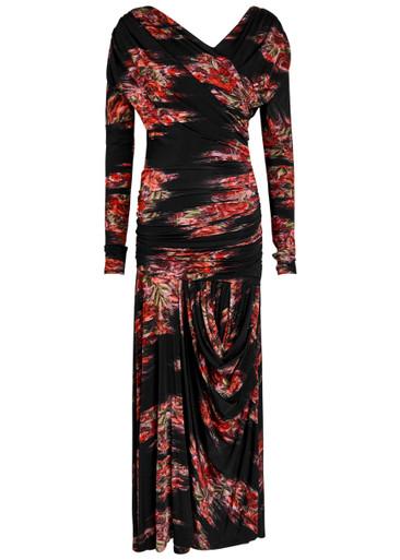 Floral-print jersey maxi dress by GANNI