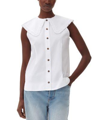 Frill Collar Sleeveless Shirt by GANNI