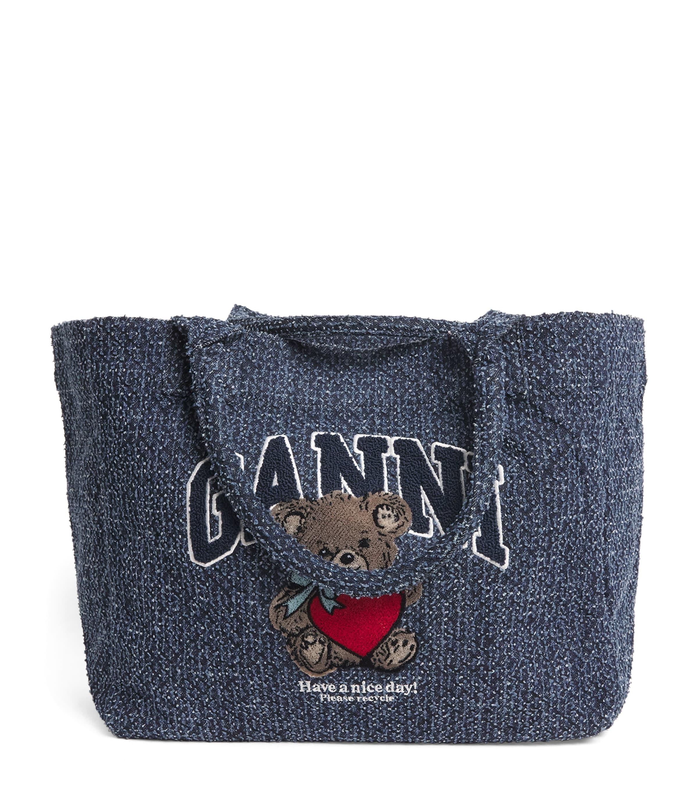 GANNI Medium Tweed Bear Tote Bag by GANNI