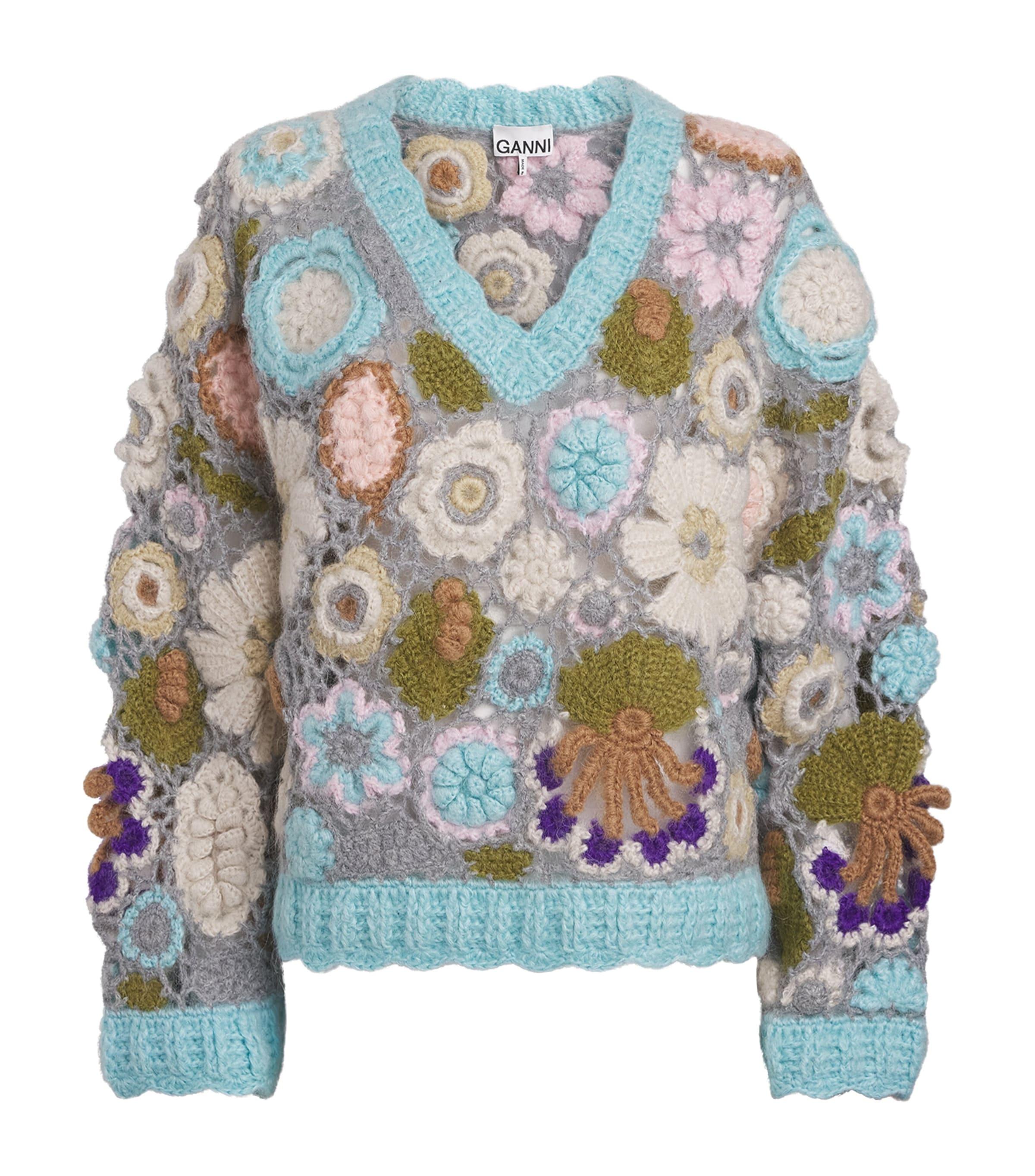 GANNI Mohair-Blend Dreamy Floral Sweater by GANNI