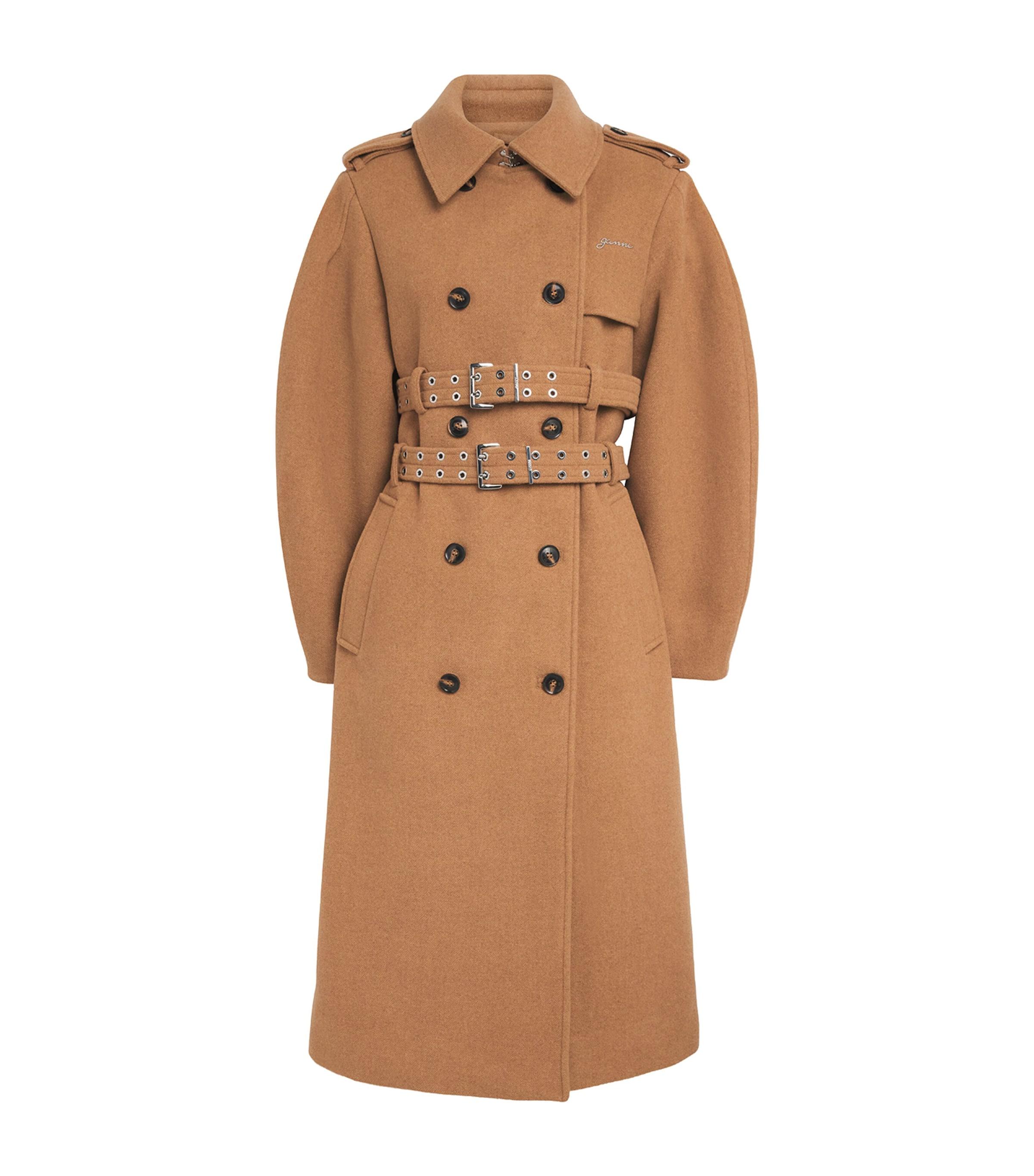 GANNI Wool-Blend Belted Trench Coat by GANNI
