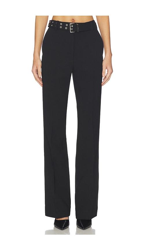 Ganni Bonded Crepe Belted Pant in Black by GANNI
