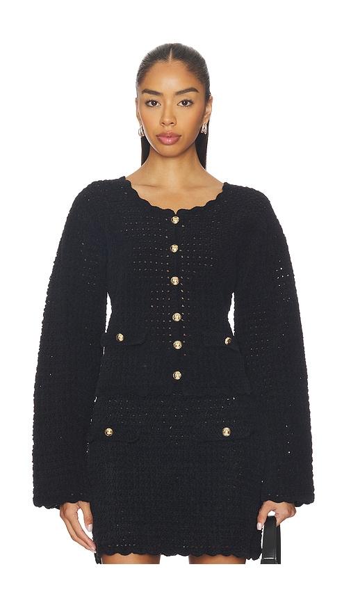 Ganni Chenille Crochet Cardigan in Black by GANNI