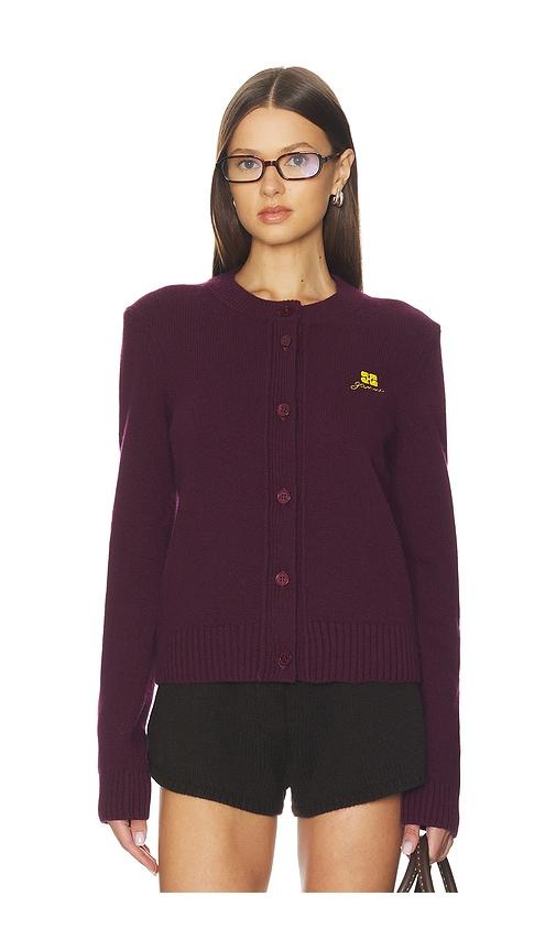 Ganni Core Future Wool Mix Cardigan in Burgundy by GANNI