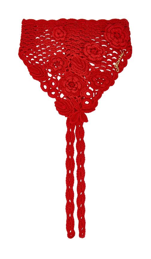 Ganni Crochet Head Scarf in Red by GANNI