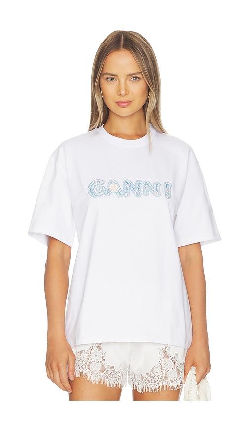 Ganni Heavy Cotton Jersey Relaxed Fit T-shirt in White by GANNI