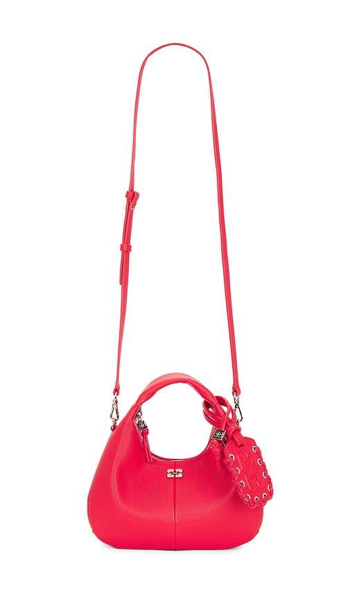 Ganni Hobo Mini Grained Bag in Red by GANNI