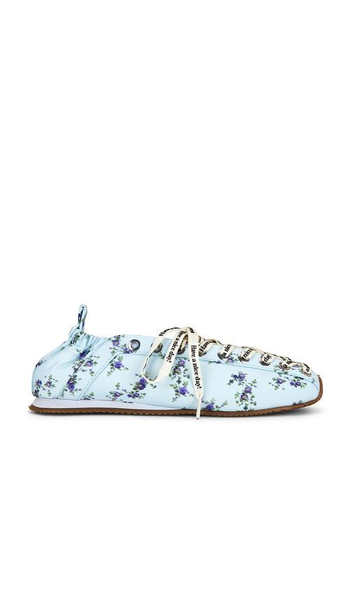 Ganni Lace Up Sporty Ballerina Sneaker in Baby Blue by GANNI