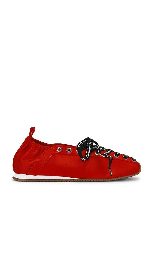 Ganni Lace Up Sporty Ballerina Sneaker in Red by GANNI