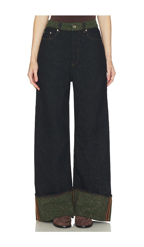 Ganni Melange Twill Denim Baggy Jeans Fold-up in Blue by GANNI