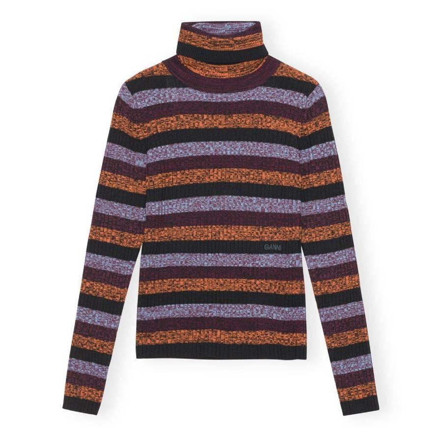 Ganni Merino-Rib Open Back Sprayed Highneck Jumper by GANNI