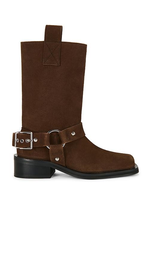 Ganni Mid Shaft Biker Boot in Chocolate by GANNI