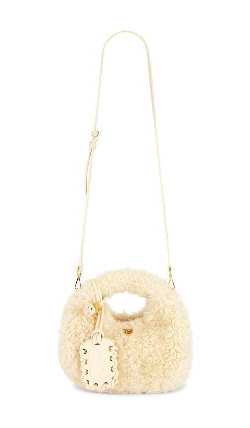 Ganni Mini Fur Hobo Bag in Cream by GANNI