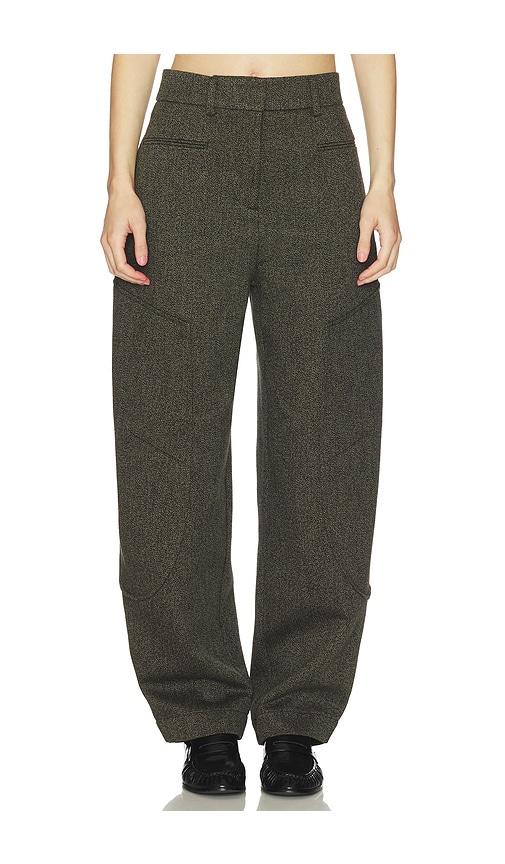 Ganni Mouline Suiting Curved Pant in Green by GANNI