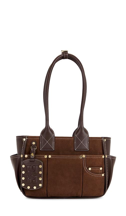 Ganni Posy Small Recycled Suede Bag in Brown by GANNI