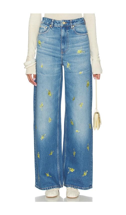 Ganni Printed Flower Denim Lari Jeans in Blue by GANNI