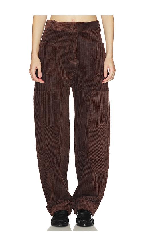 Ganni Seersucker Corduroy Pant in Brown by GANNI