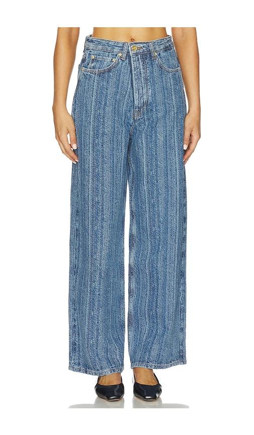 Ganni Structured Denim Double Fly Baggy Jean in Blue by GANNI