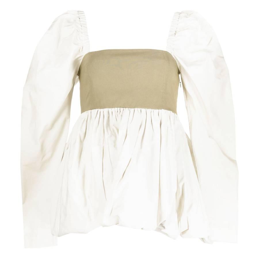 Ganni Taffeta Mix Balloon Mini Long Sleeve Dress by GANNI