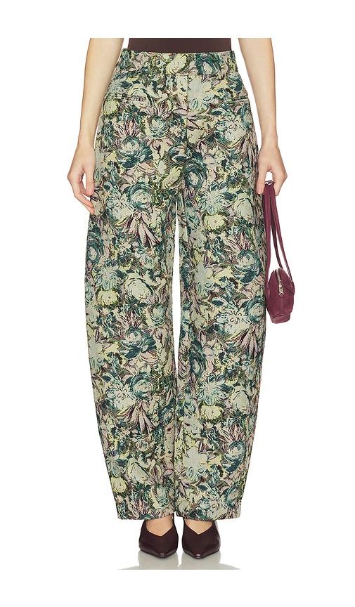 Ganni Tapestry Jacquard Pant in Green by GANNI