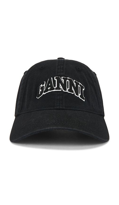 Ganni Washed Canvas Cap in Black by GANNI