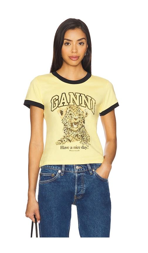 Ganni X Revolve Basic Jersey Baby Tiger Relaxed T- Shirt in Yellow by GANNI Ganni X Revolve Basic Jersey Baby Tiger Relaxed T- Shirt in Yellow by GANNI
