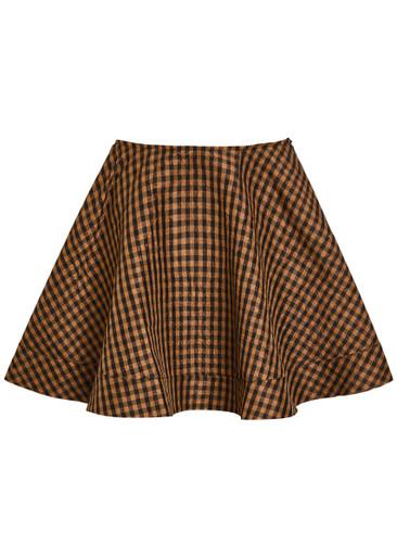 Gingham crinkled taffeta mini skirt by GANNI
