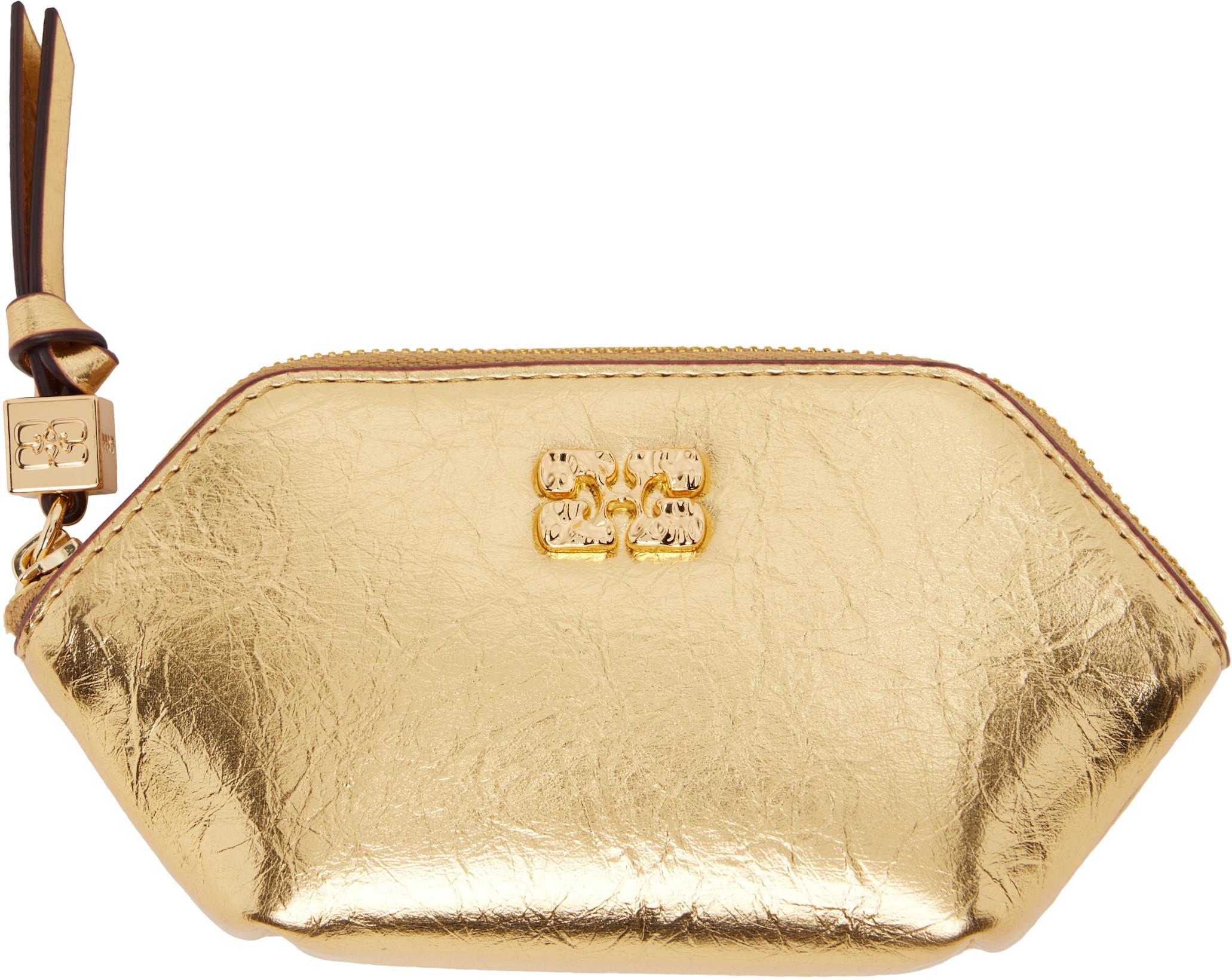 Gold Bou Crushed Coin Pouch by GANNI