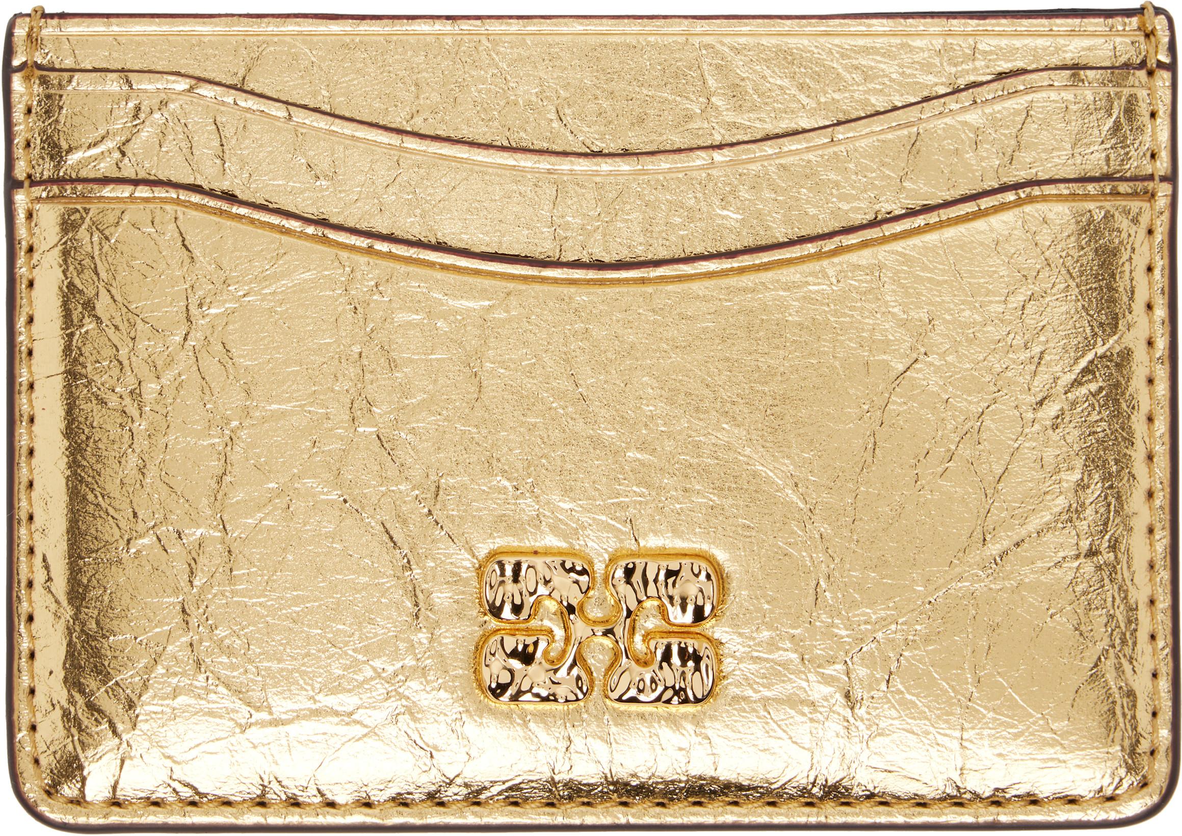 Gold Bou Metallic Card Holder by GANNI