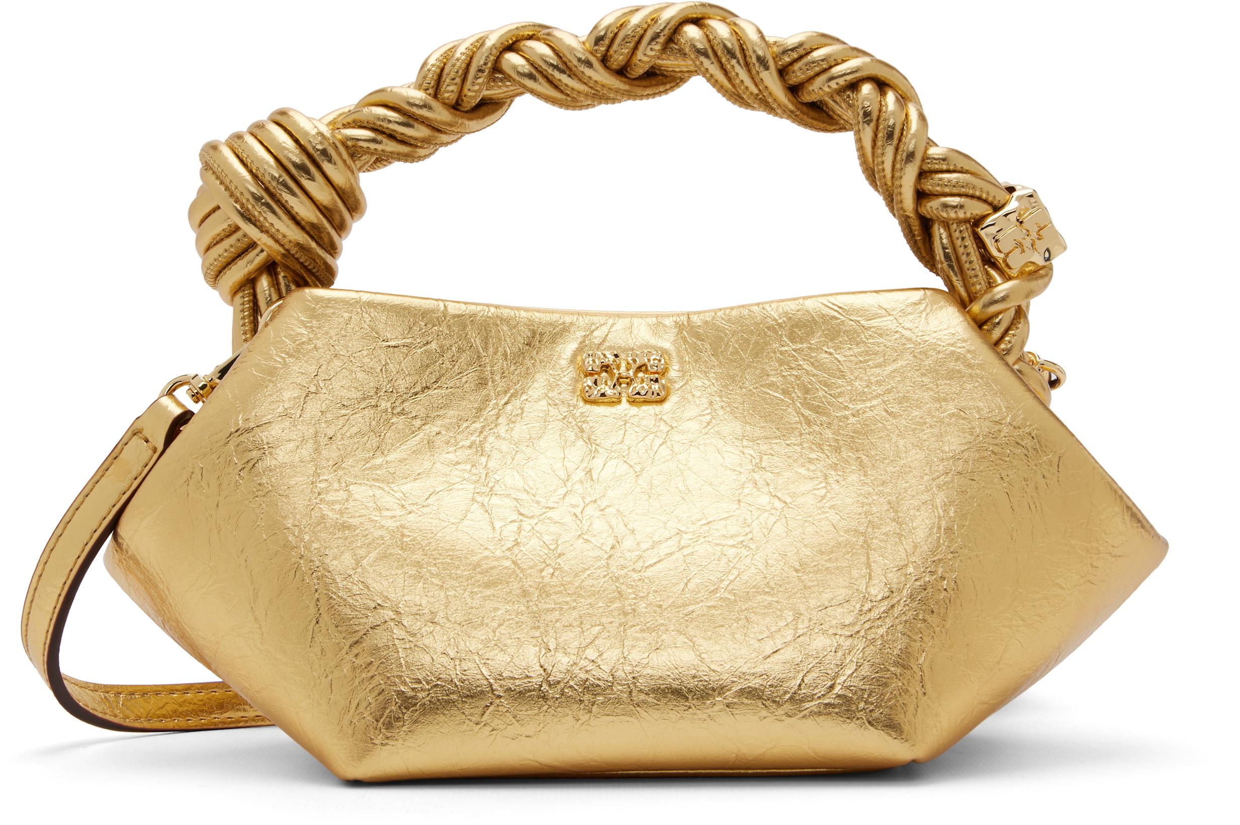 Gold Metallic Mini Bou Bag by GANNI