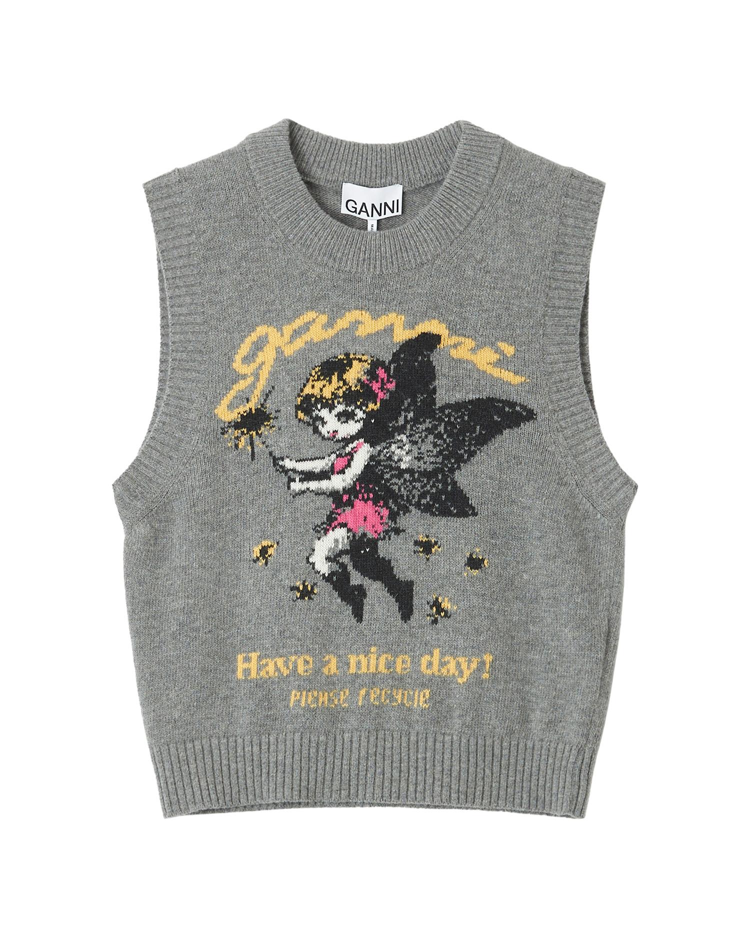 Graphic knit vest by GANNI