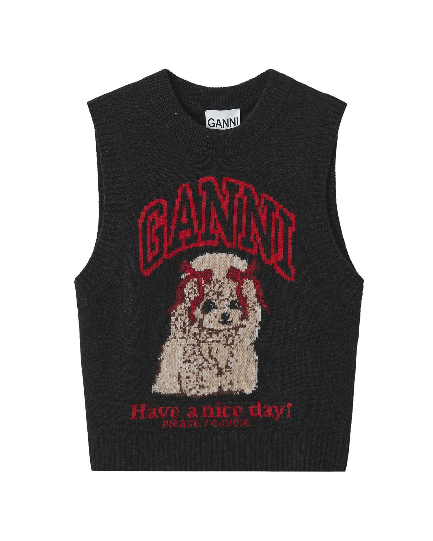 Graphic wool vest by GANNI