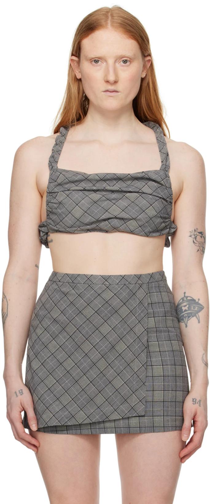 Gray Check Camisole by GANNI